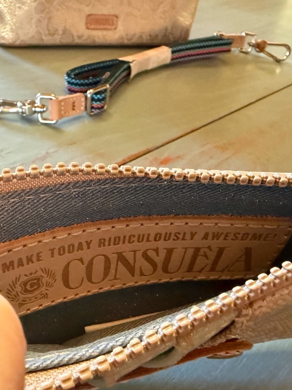 Consuela Leah Midtown Gold Python Print Crossbody Bag & matching card organizer - Picture 12 of 14